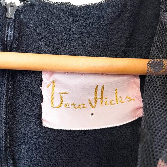 Vintage Vera Hicks Whimsigoth Lace Ruffle Dress Size M Black Sheer Vamp Fairy - Picture 10 of 10